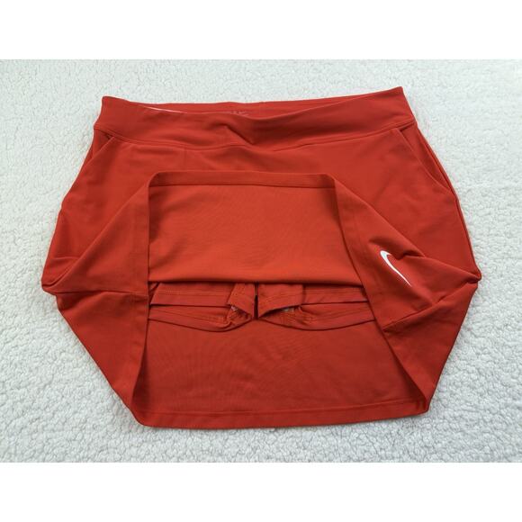 Nike Golf Skort Dri-FIT Womens Large Orange White Swoosh Pickleball Skirt - Picture 3 of 7